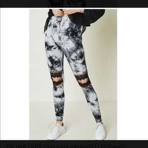 Hayden Tie Dye Lace Cut Out Brushed Leggings